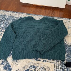 SHEIN Teal Cable Knit Sweater